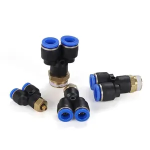 PX thread Y type tee coupling plastic three way quick connect one touch pneumatic air hose fittings