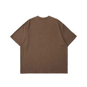 T-shirts pour hommes de grande taille à la mode T-shirt Boxy en coton T-shirt à épaules tombantes marron - Product Image 2