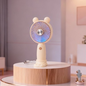 Portable Handheld <b>Fan</b> With <b>Light</b> 5W DC Motor Rechargeable Battery 8H Working Time Button Control Desk Use - Product Image 5