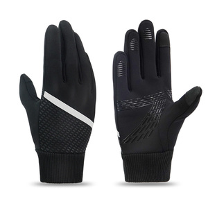 Gants de course d'hiver pour sports de plein air personnalisés, enfants, cinq doigts, bande réfléchissante, antidérapants, chauds, écran tactile, sécurité, équitation - Product Image 1