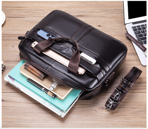 Maletín de Cuero Genuino Andong para Portátil de 13 Pulgadas, Bolso de Mano para Hombre, Estilo Europeo, Moda, Negocios, Bandolera - Product Image 6