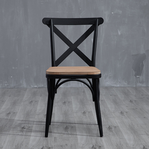 Nhà Hàng Sản Xuất Phong Cách Pháp Chéo X Trở Lại Snack Bar Phân Ghế Ăn Với Ghế Gỗ Bên Ghế - Product Image 6