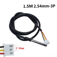 Sensor Suhu Digital, 1M / 2M / 3M DS18B20 Tahan Air Sensor Suhu Probe Termal 1.5M + Xh2. 54mm-3p