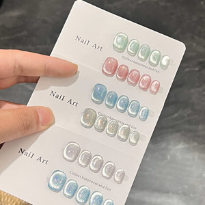 <span class=keywords><strong>Uñas</strong></span> Postizas Hechas a Mano con Efecto Ojo <span class=keywords><strong>de</strong></span> Gato, Surtidas, <span class=keywords><strong>Cortas</strong></span>, Cuadradas, Almendradas, Removibles, Artificiales, para Chicas - Product Image 2