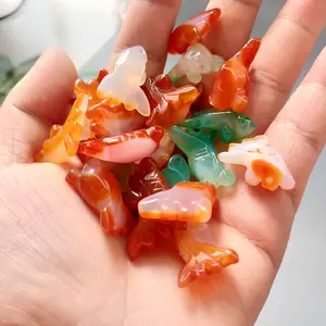 批发民间水晶工艺品鱼能量石天然水晶红玉可爱金鱼风水装饰