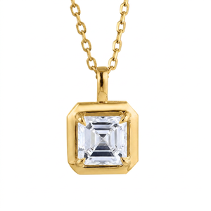 Collier pendentif en moissanite taille Asscher, en argent sterling 925, avec pierre précieuse solitaire, bijoux fins pour femmes, vente en gros - Product Image 2