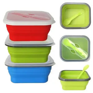 Hoge Kwaliteit Siliconen Student Lunchbox Stapelbare Lunchbox Hittebestendige Bento Lunchbox Voor Kinderen Bpa Gratis