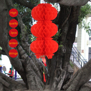 Đồ trang trí treo Tết Nguyên đán chống thấm nước, đèn lồng tổ ong nhựa dày màu đỏ, trang trí trong nhà ngoài trời - Product Image 6