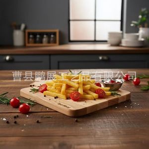 <b>Wooden</b> Maple Leaf Cutting Board Solid Wood With Handle Kitchen Fruit And Cooked Food Chopping <b>Block</b> Rectangle Shape - Product Image 3
