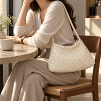 Sac à bandoulière en tricot de polyester pour femmes, sac à main à fermeture éclair pour le bureau, le shopping, les déplacements, les fêtes et les rendez-vous