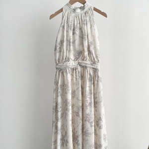 <span class=keywords><strong>Robe</strong></span> imprimée licou de luxe pour le printemps automne sans manches à lacets taille mince <span class=keywords><strong>Robe</strong></span> de bal <span class=keywords><strong>Robe</strong></span> Vintage fée Vestidos - Product Image 3