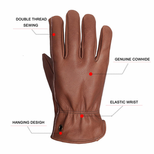 Gants de travail en cuir de vachette robustes avec sangle de poignet réglable antidérapante, tous les gants de travail en cuir de vachette robustes - Product Image 4