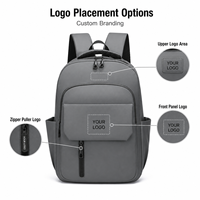 Sac à dos pour ordinateur portable avec logo personnalisé, 14 pouces, résistant à l'eau, sac à dos professionnel pour hommes, sac à dos d'école pour étudiants avec poche pour trolley