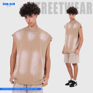 Camiseta sin Mangas Extra Grande de Alta Calidad Personalizada, 100% Algodón Lavado y Cortado, Estilo Vintage para Hombre - Product Image 3