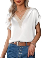 Nouvelle Collection Chemise Femme Manches Courtes, Blouse V Col Court, Haut Décontracté Tendance en Promotion