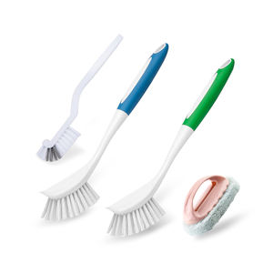 4-Piece Long Handle <b>Cleaning</b> Brush Set Scrub Detail Sponge Brush for Kitchen Bathroom Sink Tile Dish Household Tools - Product Image 6