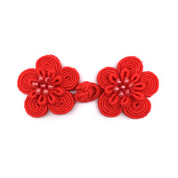 Boutons nœuds chinois traditionnels avec perles, écologiques et sans nickel, en tissu, forme fleur, pour boîte cadeau d'invitation de mariage