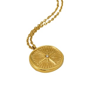 Gold Eight-Pointed <b>Star</b> Pendant Necklace With Diamond Inlay Geometric <b>Design</b> For Gift - Product Image 5
