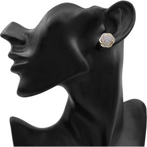 Diamond Cluster Floral <b>Stud</b> Earrings 1.08 Cttw Round Cut Yellow Gold Plated 925 Sterling <b>Silver</b> Women's - Product Image 6