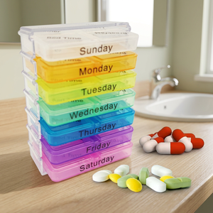 JUXINDA Bright Flower 03419 YH-288 Organizador de Pastillas Semanal de Plástico con 28 Compartimentos, Precio Económico - Product Image 4