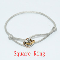Bracelets Cordon Réglables Triple Anneaux en Acier Inoxydable 316L Multicolore et Or Rose de Haute Qualité pour Femme Bijoux