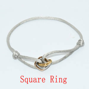 Pulseras de Cuerda Ajustables de Alta Calidad con Tres Anillos de Acero Inoxidable 316L Multicolor y Acero en Oro Rosa para Mujer Joyería - Product Image 2