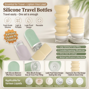 Botellas de Silicona Plegables Vacías de Grado Alimenticio OEM al por Mayor, Botellas Portátiles a Prueba de Fugas para Cosméticos, Líquidos y Lociones, Dispensador de Viaje - Product Image 2