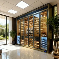 Commercial LED Whisky Thermostatique Vin Réfrigérateur Refroidisseur En Bois Armoire À Vin Tiroir pour La Maison Meubles Liqueur Salon