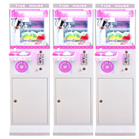 Machine à griffes d'arcade à monnayeur, 1 joueur, en verre trempé, avec LED rose, pour attrapeurs de peluches, modèle Tide House, direct usine