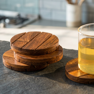 Posavasos Redondos de Madera, Diseño Moderno, Antideslizantes, para Decoración de Mesa, Ecológicos, para el Hogar, Vajilla de Comedor - Product Image 1