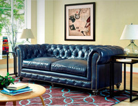 Ensemble de canapés Chesterfield de luxe en gros, en cuir véritable, éponge haute densité, capitonné, écologique, pour villas, salons et projets hôteliers