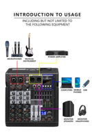 Console de Mixage Audio Sonore GAX-TDS4 4 Canaux 99 Effets Égaliseur 7 Bandes USB PC Lecture Enregistrement Bluetooth Table de Mixage DJ pour Fête