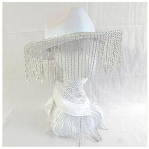 Chapeau de <span class=keywords><strong>Cowboy</strong></span> de fête pour femmes chapeau de Cowgirl avec plume rose strass gland bord taille adulte casquette de <span class=keywords><strong>Cowboy</strong></span> pour Costume de fête de rencontres - Product Image 3