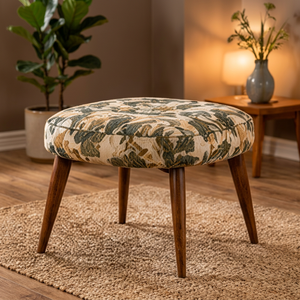 Modern Printed Ottoman Stool Upholstered Side Seat Wooden Leg Accent <b>Footrest</b> Tabletop for Living Room Bedroom Housewarming - Product Image 2
