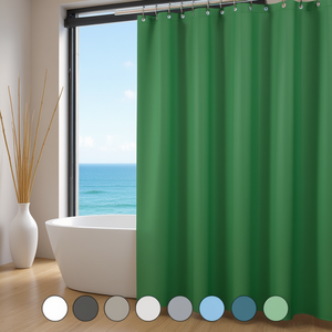 Rideau de douche en tissu polyester 180x200 cm vert imperméable pour salle de bain - Product Image 3
