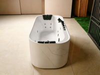 Baignoire autoportante moderne en acrylique personnalisable avec fonction cascade massante à 10 jets, robinet inclus, design européen moderne