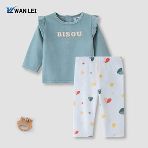 Set di abbigliamento in velluto comodo da ragazza <span class=keywords><strong>pantaloni</strong></span> lunghi a maniche lunghe per motivi a cartoni animati primaverili per bambini di <span class=keywords><strong>3</strong></span> anni più giovani - Product Image 1