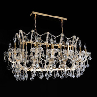 Lustre en cristal de luxe avec base d'ampoule E12, finition dorée LED, pour hôtel, villa, banquet et décoration de mariage