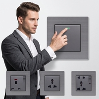 Interrupteur mural électrique multifonctionnel avec indicateur LED, double pôle/simple pôle, design moderne pour la maison et le bureau