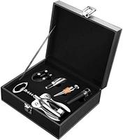 Kit d'ouvre-bouteille en acier inoxydable, ouvre-bouteille, coffret cadeau, accessoires pour vin et bière, coffret en bois