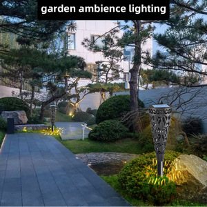 Lampe solaire de jardin à LED, style torche, lampe décorative d'extérieur, résistante à l'eau, alimentée par énergie solaire, portable pour cour, patio, jardin - Product Image 3