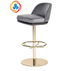 Silla Alta Moderna Ajustable de Acero Inoxidable con Respaldo Curvo y Reposapiés Redondo para Bares, Hoteles, Comedores y Salas de Estar - Product Image 1