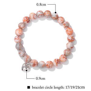 Bracelet en perles de pierre d'agate naturelle en gros pour femmes Bracelet en pierre de turquoise élastique de coeur magnétique classique cadeau de 8mm - Product Image 3