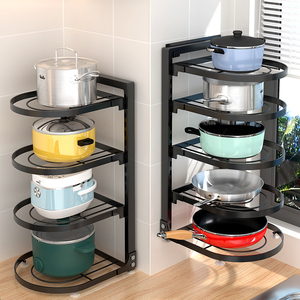 Type debout cuisine ménage quatre couches <span class=keywords><strong>mettre</strong></span> Pot Rack comptoir multifonctionnel <span class=keywords><strong>sous</strong></span> l'évier armoire cuisine supports de rangement - Product Image 4
