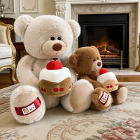 Ours en peluche super doux et extra large, compagnon pour enfants, cadeau d'anniversaire - Option Saint-Valentin, en maille plastique brodée