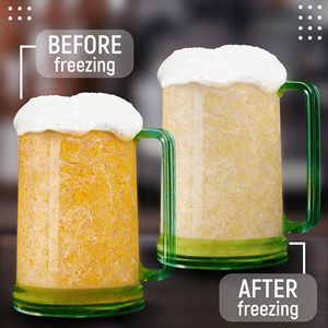 Lot de 4 tasses à bière en plastique à poignée colorée et texturée pour un design rouge vif/bleu/vert/orange - Product Image 4