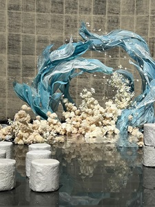 Arche de toile de fond immersive <span class=keywords><strong>pour</strong></span> cérémonie de mariage, en gaze irisée de luxe, bleu dégradé, thème 'Fantaisie des grands fonds', accessoire <span class=keywords><strong>pour</strong></span> studio photo - Product Image 5