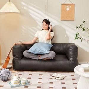 Canapé rectangulaire moderne en bois avec rembourrage en éponge, revêtement en similicuir, design simple à accoudoirs droits, style nordique, ensemble pour salon et villa - Product Image 4