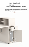 Estación de Trabajo Moderna de Doble Pantalla para Oficina: Escritorio Modular para 2-8 Personas con Cajones Integrados para Archivos, Ideal para Oficinas Corporativas y Financieras