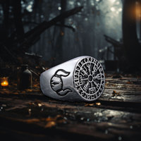 Bague rétro en titane et acier pour homme avec tête de lion en or Bijoux en acier inoxydable 316L de style Hip Hop pour cadeau